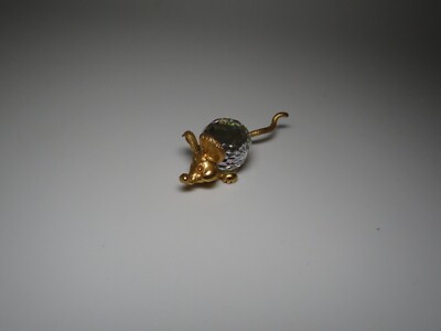 Rat Mouse Fireball Pewter And Faceted Crystal Miniature - Gold Finish