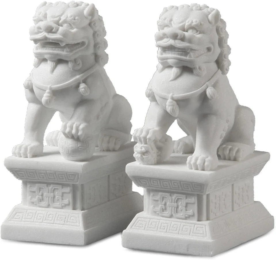 Par grande de estatuas de perro foo de 18 cm - guardianes asiáticos de Feng Shui para decoración del hogar Foto 3 de 4