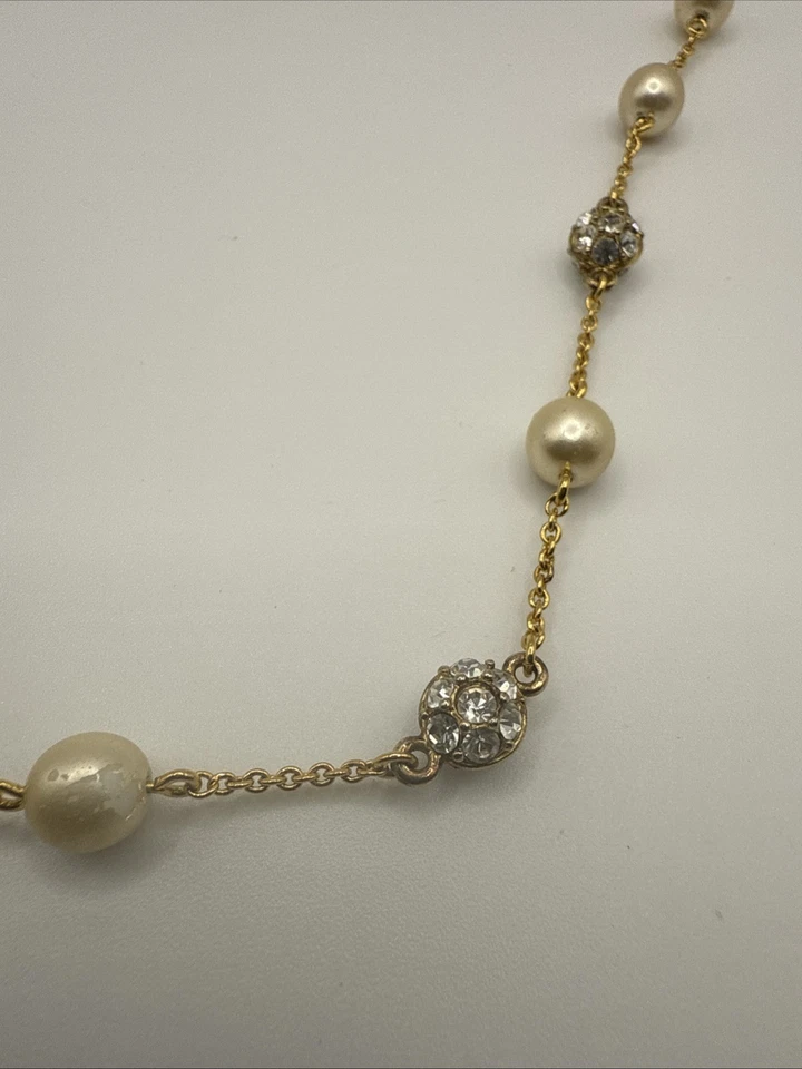 "Collar Nolan Miller estrás tono dorado imitación perlas 16-18""" Foto 4 de 4