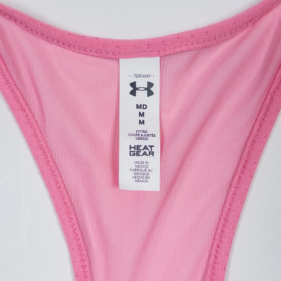 Camiseta sin mangas Under Armour para mujer rosa mediana HeatGear suelta espalda deportiva gimnasio atlético Foto 2 de 4