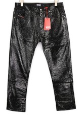 DIESEL P-Viker-Z 0LCAU Men s Trousers W30 Black Slim Coated Shiny Look RRP  225