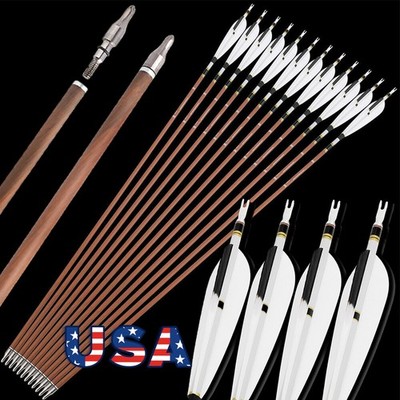12X 31''Archery Pure Carbon Arrows Natural Feather SP340 400 500 600 Bow Hunting