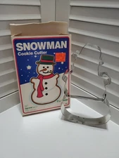 Vtg 1984 FOX RUN 7 1/2" Large Metal SNOWMAN Cookie Cutter with Original Box
