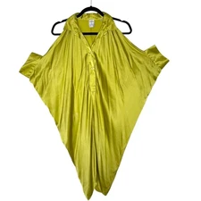 Sara Roka Silk Shirt Dress Size M Green Statement Piece Maximalist Resort Wear