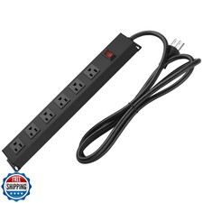 Metal Wall Mount Power Strip, Mountable Power Outlet with 6 AC Outlets, Alumi