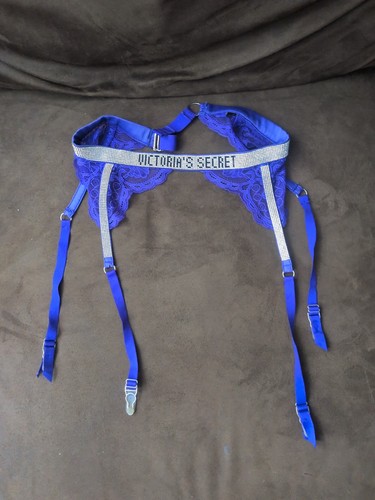VICTORIA'S SECRET VERY SEXY RHINESTONE LACE SHINE STRAP LOGO GARTER BELT M LNWOT