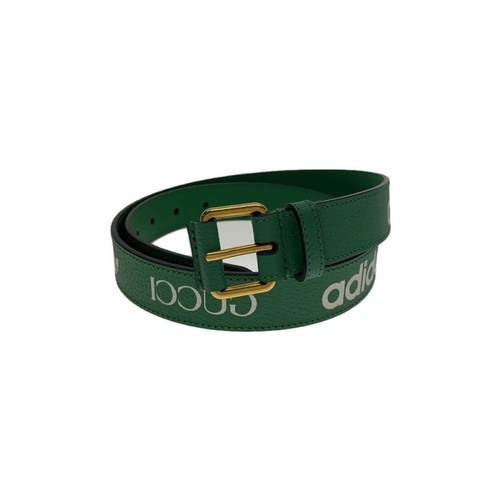 GUCCI Leather Belt, Green, Men's 702277