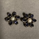 VTG Samuel B Behnam BJC 925 Sterling Silver Pearl Amethyst Floral Stud Earrings — photo 5