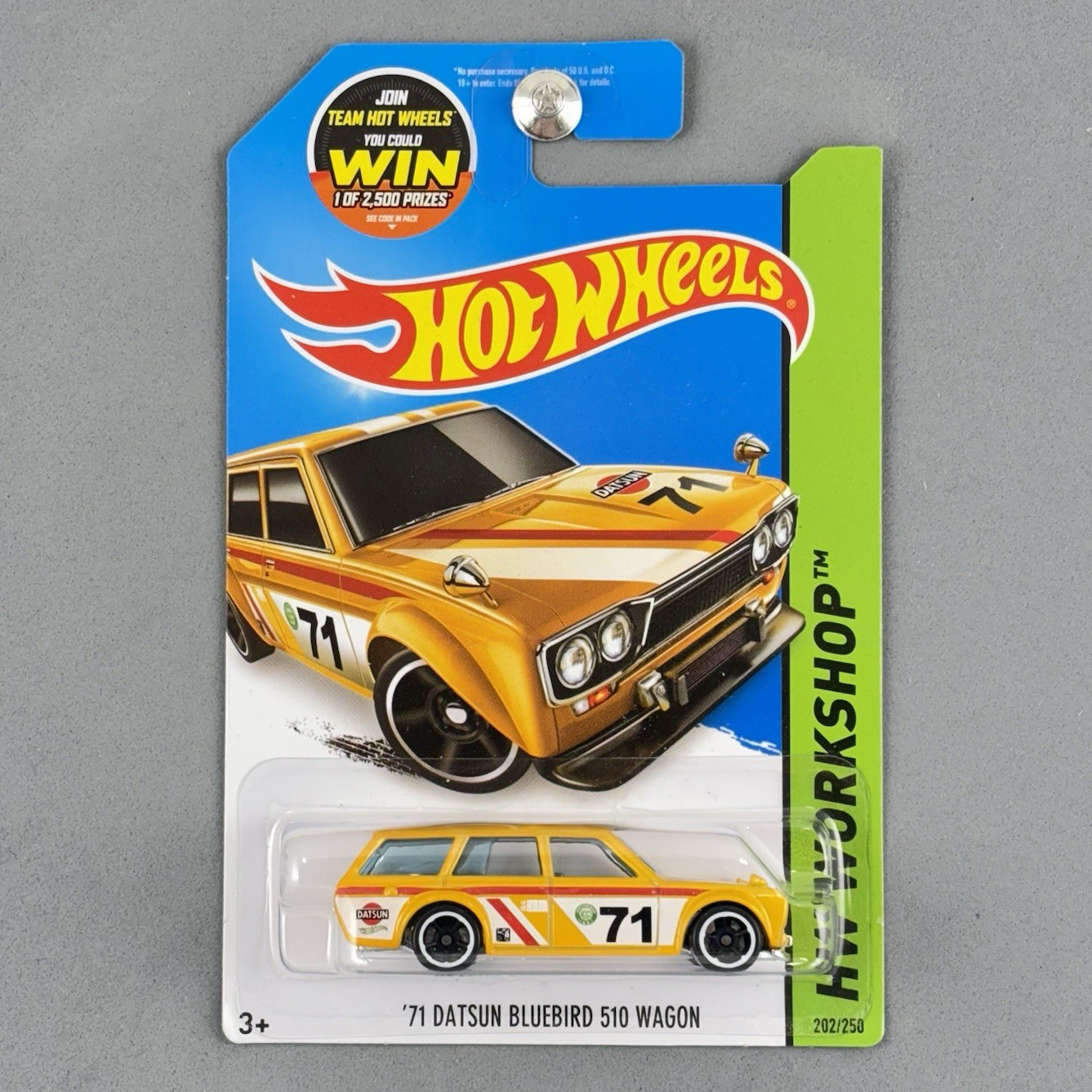 2015 Hot Wheels '71 Datsun Bluebird 510 Wagon Yellow 202/250
