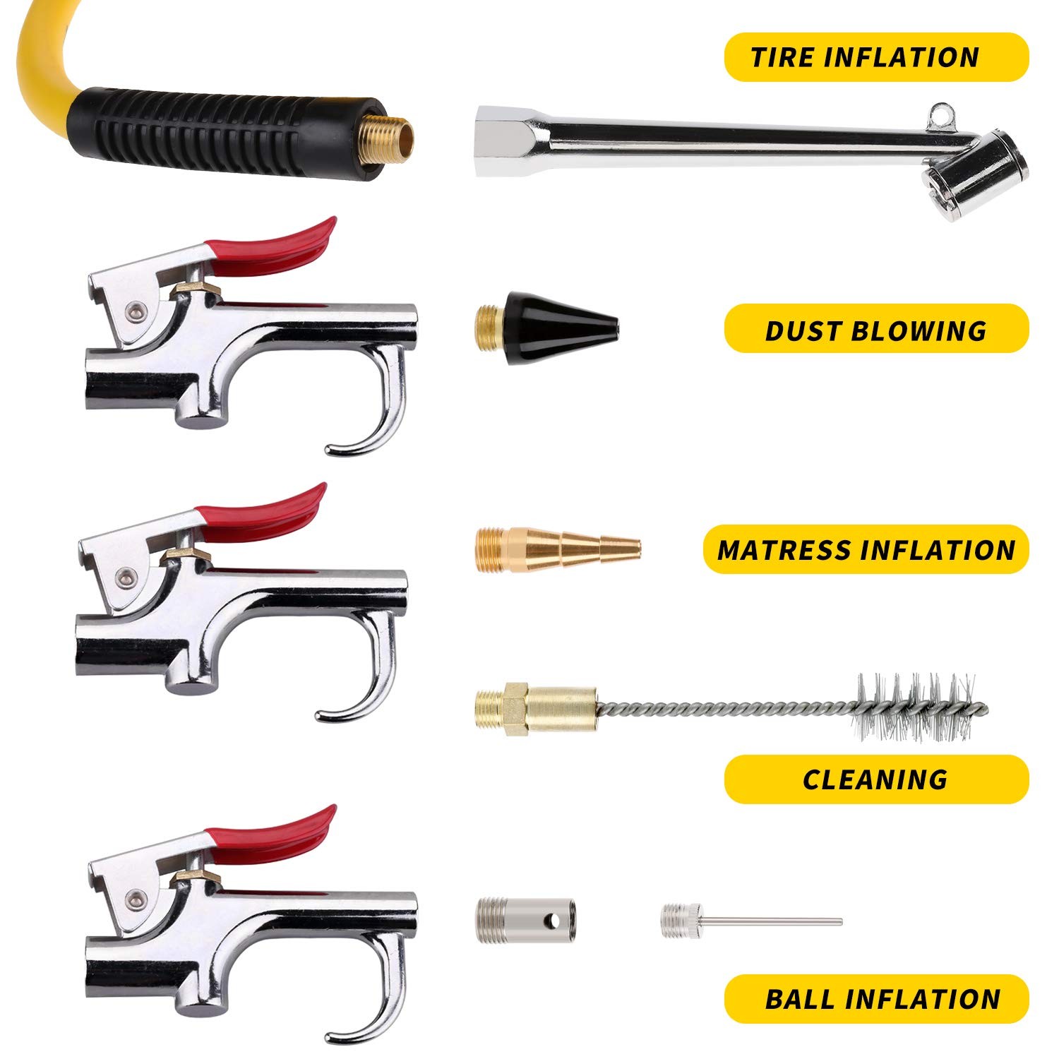 Hromee 19 Pieces Air Compressor Accessories Kit with 3/8 Inch x 25FT Hybrid H...