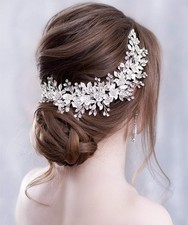 Anglacesmade Bridal Headband Leaves and Flower Hair Vine One Size, Gold