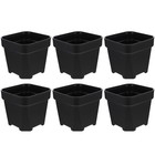  6 Pcs Square Flower Pot Plastic Planter Boxes Garden Nursery Pots