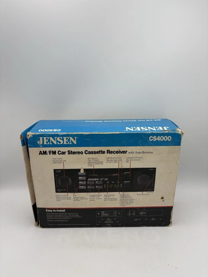 Jensen CP4 Stereo System CS4000 Stereo Cassette Receiver AM/FM Car Truck NOS - Image 2 of 4