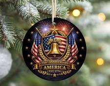 250th Anniversary America Ornament, USA Patriotic Liberty Bell Decor 1776-2026