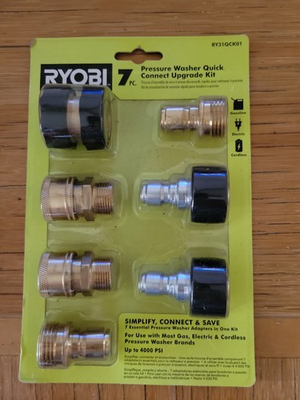#ad RYOBI 7 Piece Pressure Washer Quick Connect Upgrade Kit # RY31QCK01 $23.00