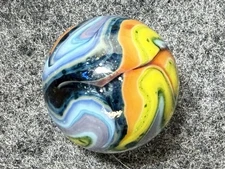 JABO Joker Salute Collectors Marble: Multi Color Blue Aventurine Swirl. .715