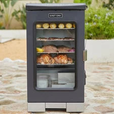 East Oak Vertical Glass Door Electric Backyard 725 sq. in. BBQ Meat Wood Smoker