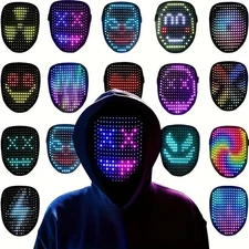 LED Light Up Mask RGB, Gesture-Sensing, Multi-Color Party & Festival Face Mask