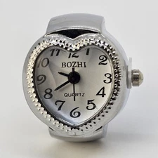 LOVE Ring Watch Women White Dial Analog Quartz Watch Stretch Band Finger Watch