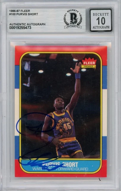 1986 Fleer Purvis Short #100 BGS Authentic BAS Auto 10