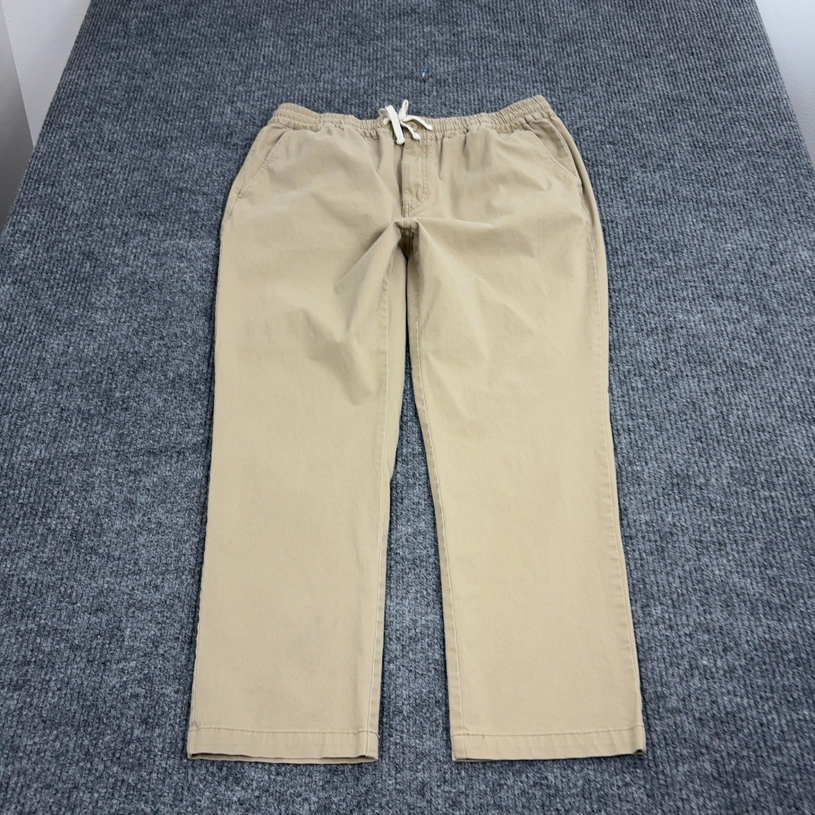J Crew Pant Mens XL Tan Cotton Cordura Elastic Waist Drawstring Chino Casual