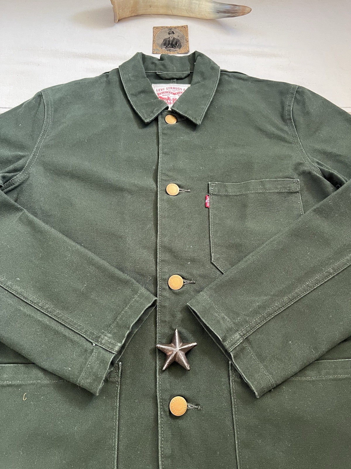 Levi's Engineer Chore Jacket M Green Duckcloth Ra… - image 12