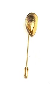 Authentic Vintage Trifari Sea Shell Gold Plated Tone Stick Pin 2-3/4" EUC