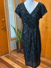 Ignite Evenings Green Glitter Christmas Dress Excellent/Women's 14
