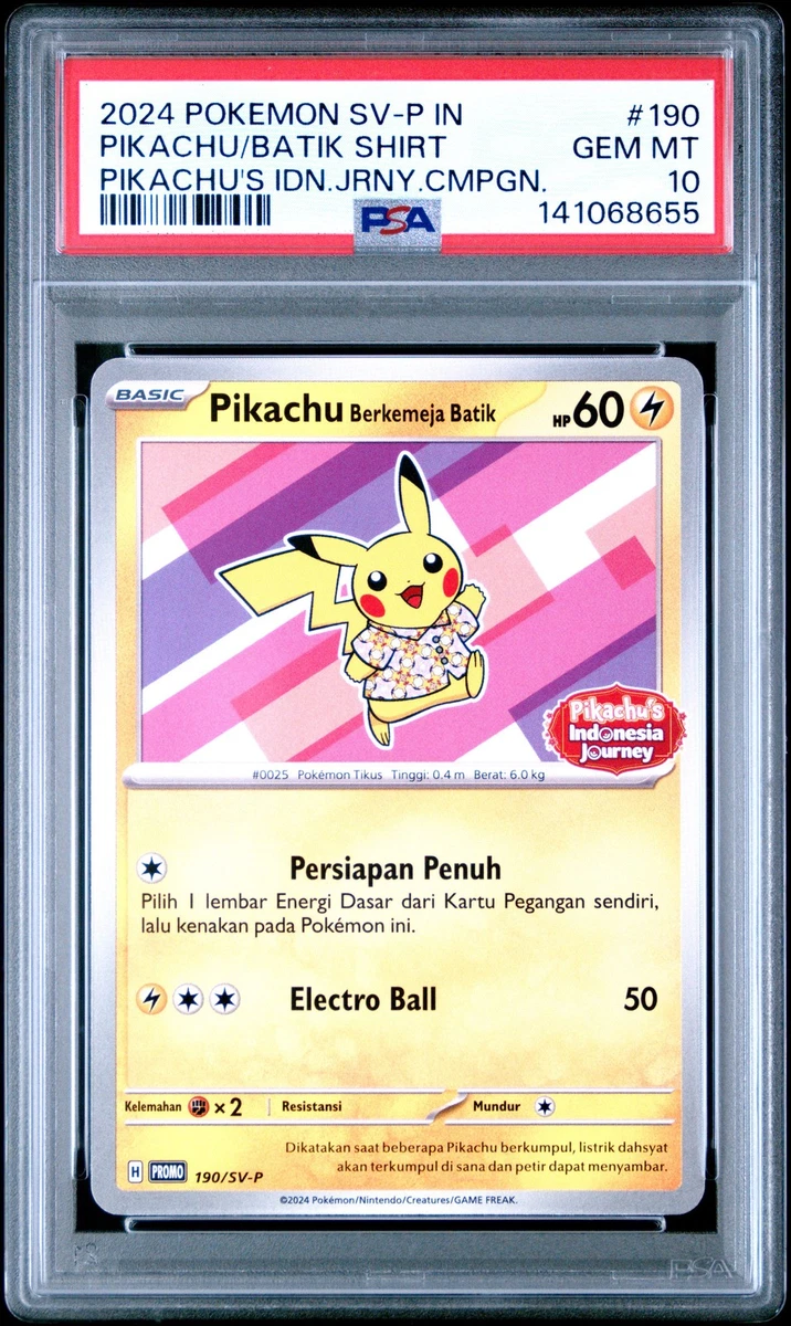 2024 Pokémon SV-P ピカチュウ バティック シャツ #190 2024 POKEMON INDONESIAN SV-P PROMO #190 PIKACHU IN BATIK SHIRT PSA