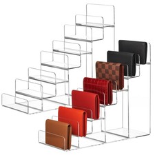 2 Pack 7-Tier Acrylic Wallet Display Stand Clear Purse & Handbag Organizer Ri...