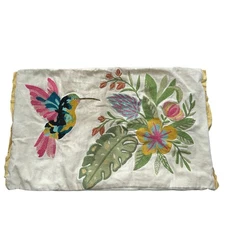 Vintage pier one embroidered floral hummingbird throw cover pillowcase