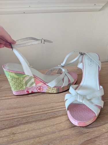 Coach Patchwork Espadrille Sandals Pink Pastel  ULTRA RARE! Y2K Size 8.5