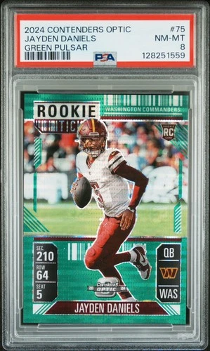 2024 Panini Contenders Optic #75 Jayden Daniels Green Pulsar # 45/49 PSA 9
