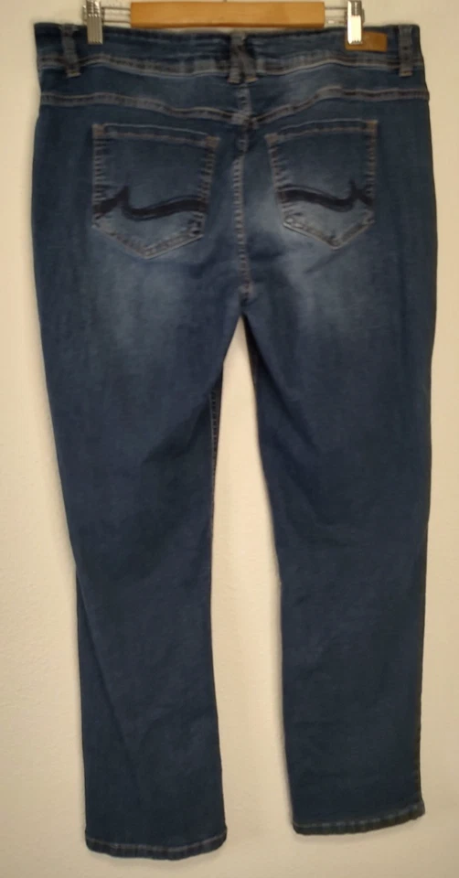 Jeans Angels Forever Young azul denim lavagem média elástico cinco bolsos cintura alta 16 - Imagem 2 de 4