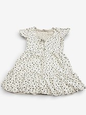 American Eagle Womens XS Ivory Floral Tiered Mini Dress Short Sleeve