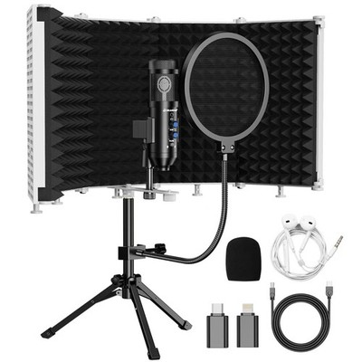 Podcast Microphone Kit with Shield and Pop Filter