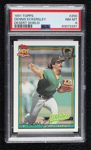 1991 Topps Operation Desert Shield Dennis Eckersley #250 PSA 8 HOF Shield