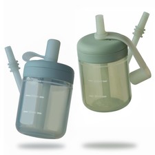 Baby Straw cup  Silicone Toddler Sippy Cup Training Cup with Straw Lid  BPA...