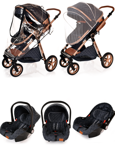 Baby Pram Buggy 3 in 1 Travel System Car Seat Folding Pushchair Reversible - Picture 105 of 117