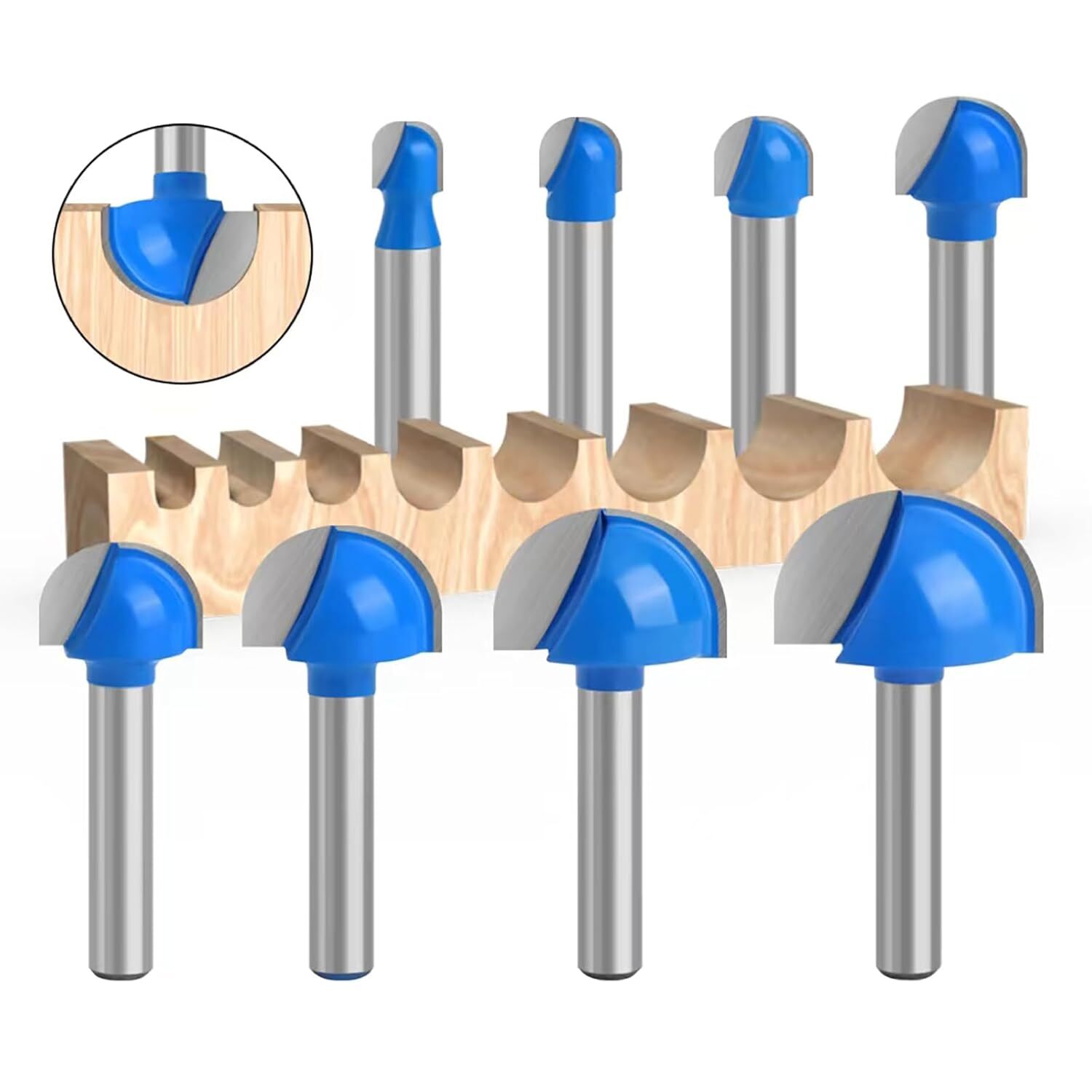 1/4 Inch Shank Blue Round Nose Router Bit Set, 1/4 Router Bit Set 1/4 ...