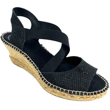Women's Toni Pons Origens Sol-S Black Wedge Espadrille Slingback Sandals Shoe 8M