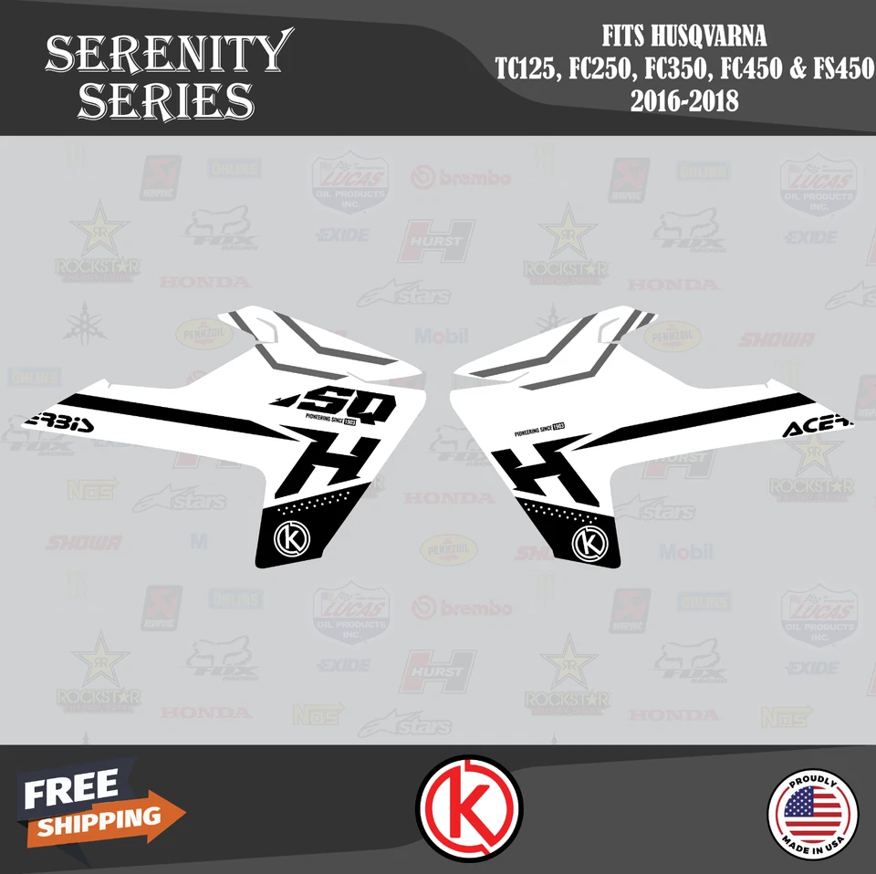 Kit de gráficos para Husqvarna TC125 FC250 FC350 FC450 2016 2017 2018 Serenity-White Foto 2 de 4