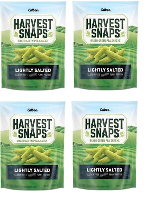 Harvest Snaps Low Salt Baked Pea Snacks, Vegan Gluten Free [4 BAGS] FAST SHIP