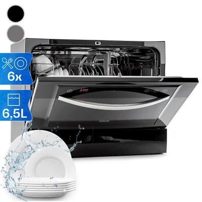 KLARSTEIN Lavastoviglie Libera Installazione Luce UV Lavastoviglie 6 Programmi Vetro Frontale Nero