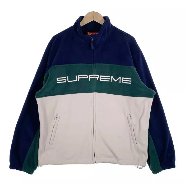 Veste polaire zippée Supreme 23AW Polartec taille XL logo bleu marine survêtement