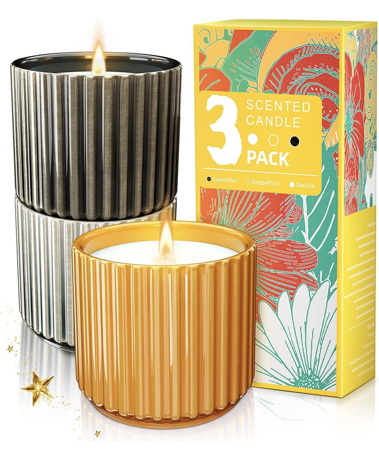 3 Pack Lavender Vanilla Scented Candles for Home, Perfect Aromatic Gifts for Women, Long Lasting Fragrance for Relaxation and Ambiance-image