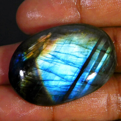 Natural Flamboyant LABRADORITE Oval Cabochon 37x25x07 mm Loose Gemstone 66.85Ct