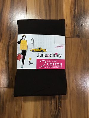NWT Women's June Daisy Cotton Leggings Size Small Black/Espresso #541G 