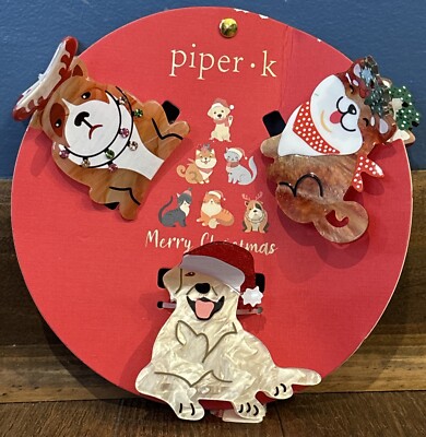 3 Piper K Dog Hair Clips, Set, Christmas Holiday Claw Hair  display picture 1