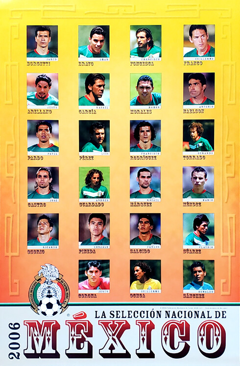 Team MEXICO Soccer World Cup 2006 Full Roster 23x35 Wall POSTER